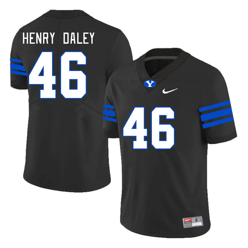 Men #46 John Henry Daley BYU Cougars College Football Jerseys Stitched Sale-Black